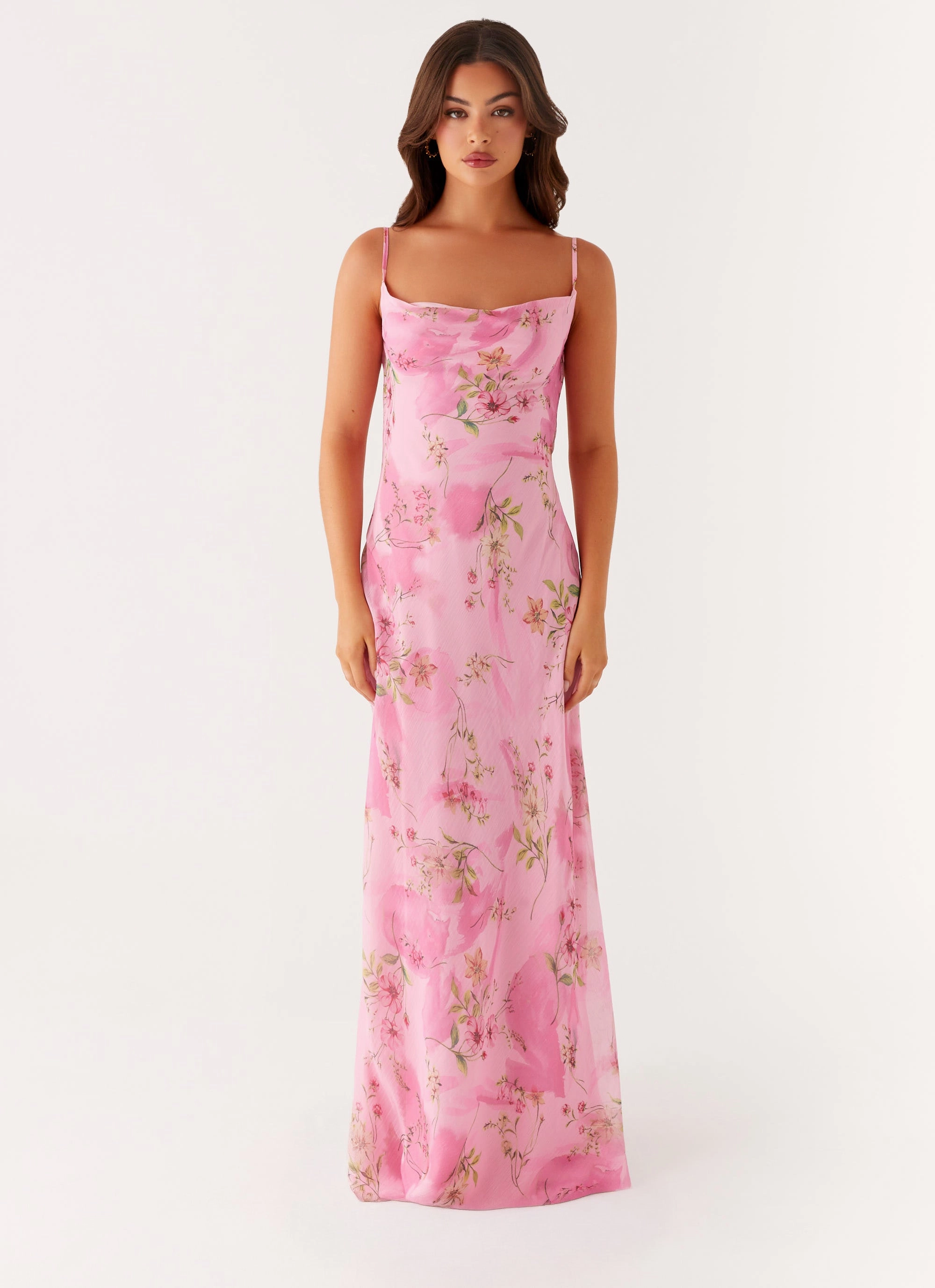 Orlando Maxi Dress - Pink Floral Print Polished Fit