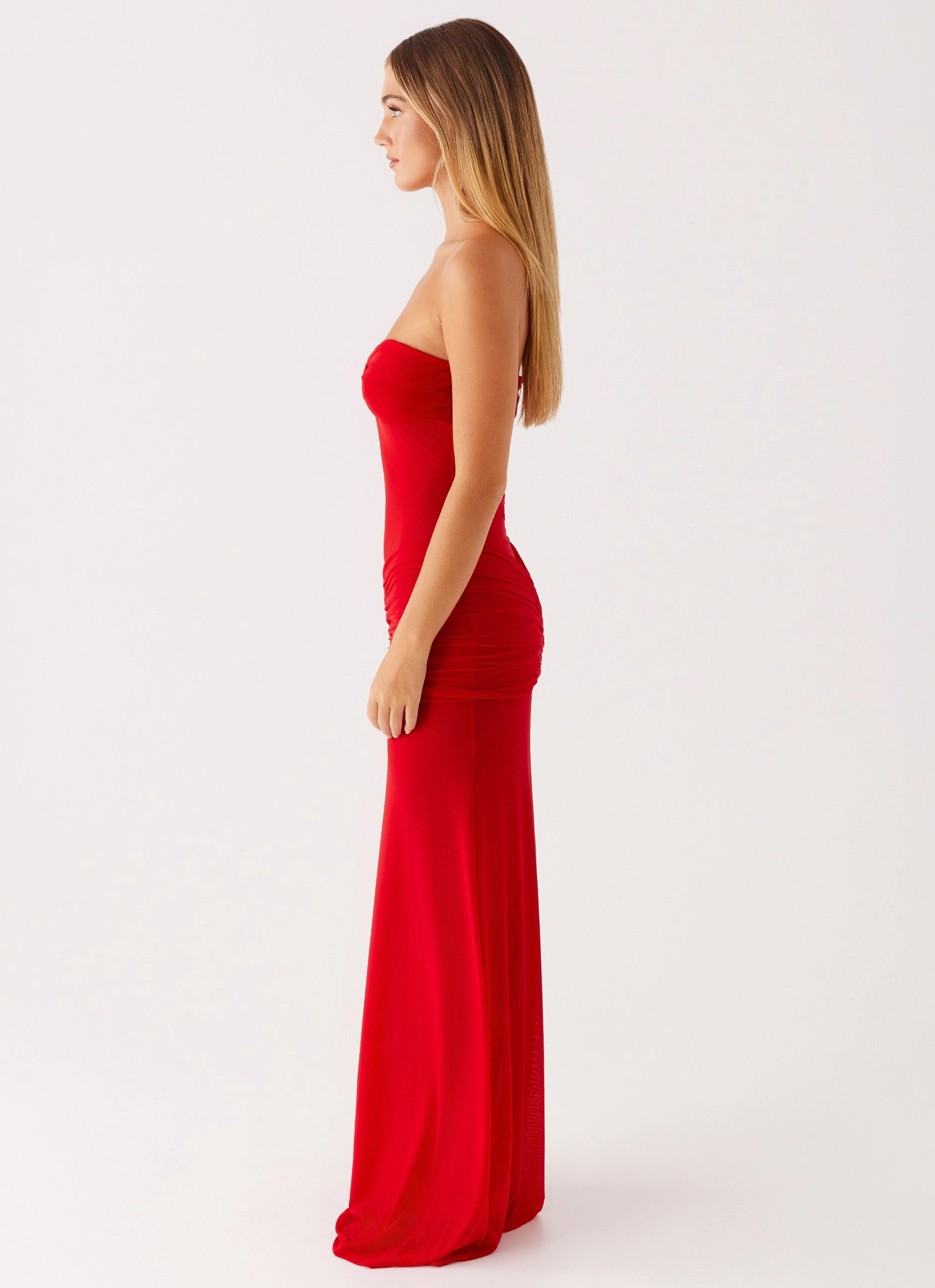 Balanced Tones Ottilie Mesh Maxi Dress - Red