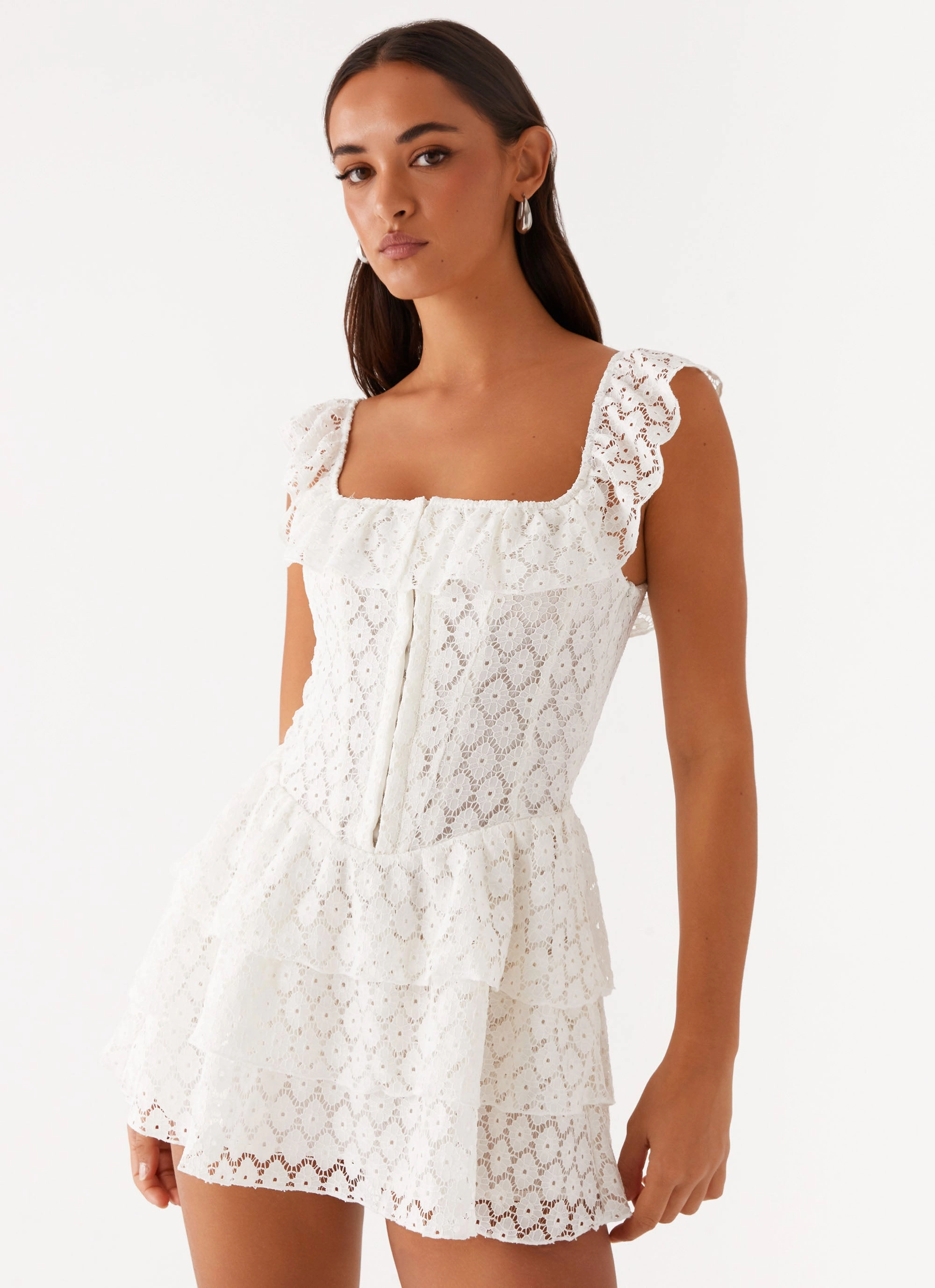 Paradise Dreams Corset Mini Dress - White Vibrant Hue
