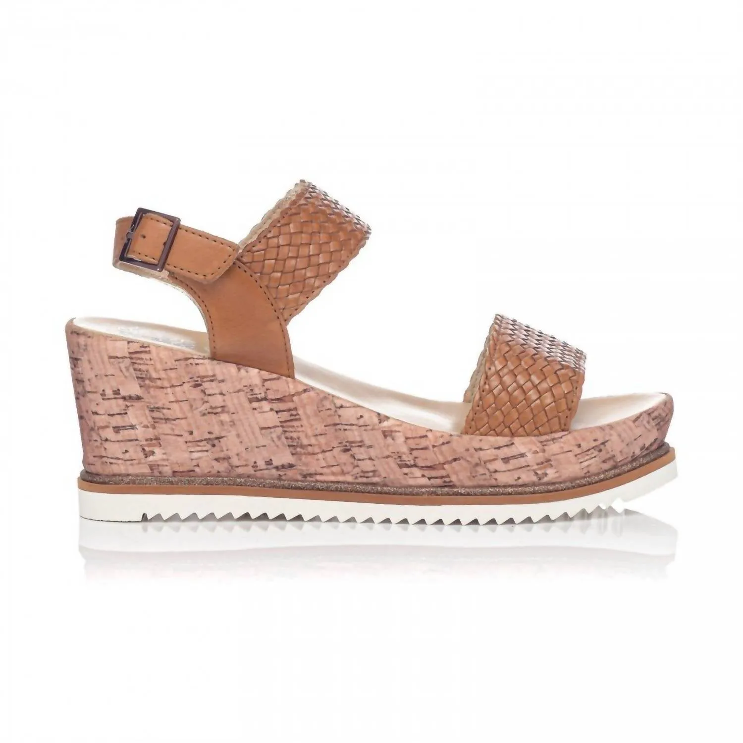 Pasadena Leather Wedge In Cognac Nappa Yellow Warm Light Straps