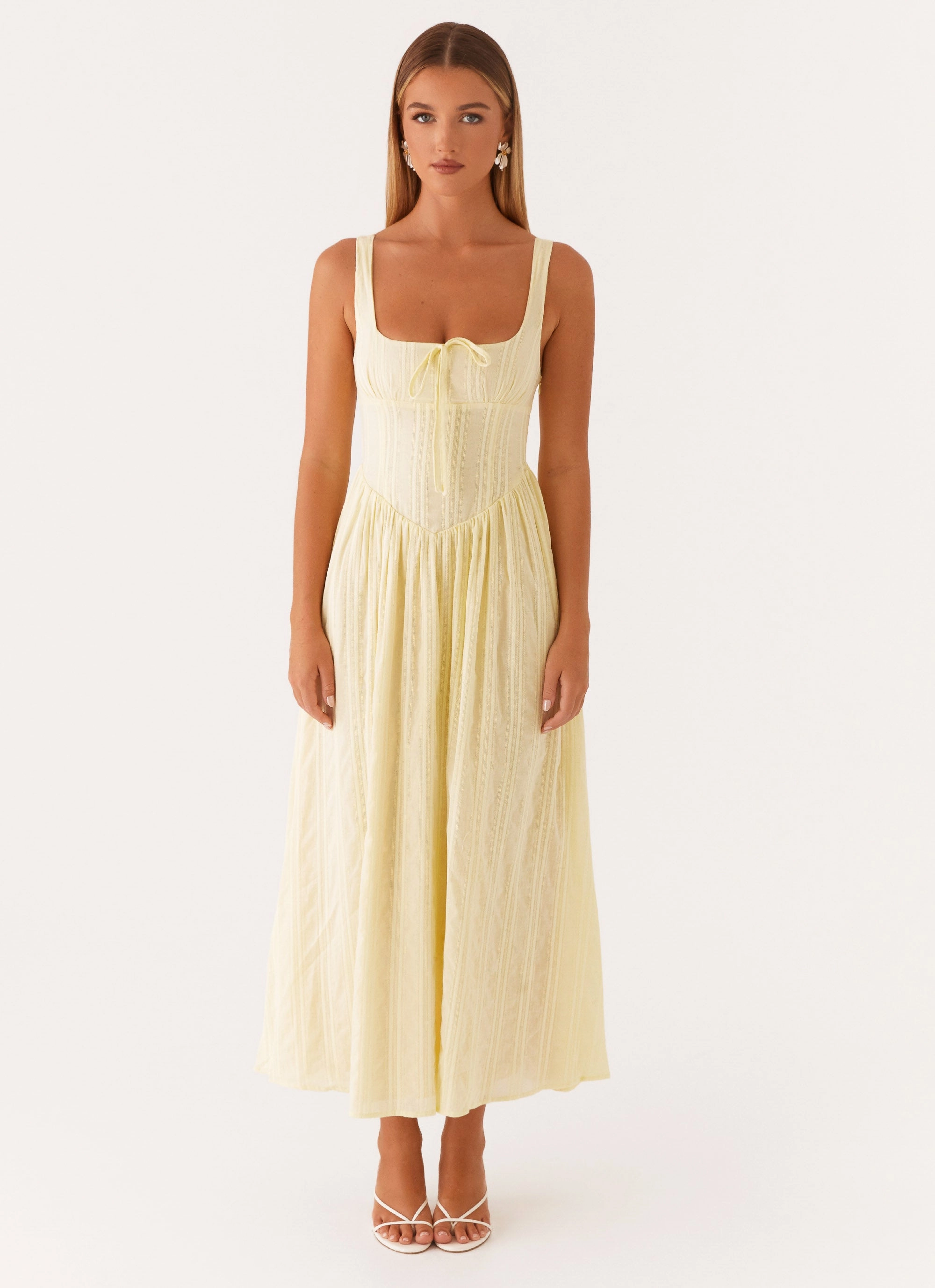 Pascuelle Midi Dress - Yellow Comfort Layer Wear Effortless Wear