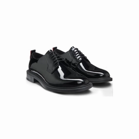 Patent-leather Derby shoes with embossed logo Soft Finish
