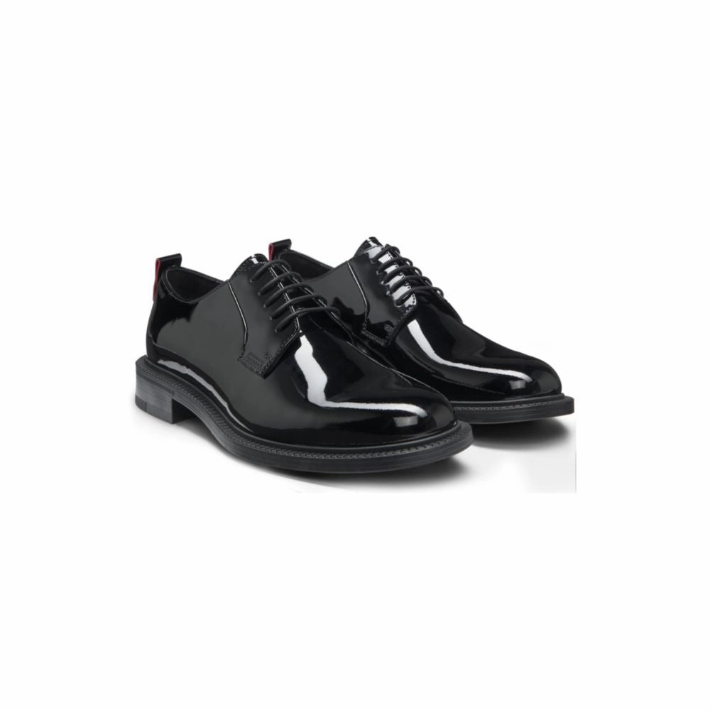Opulent Touch Interior Focus Patent-leather Derby shoes with embossed logo