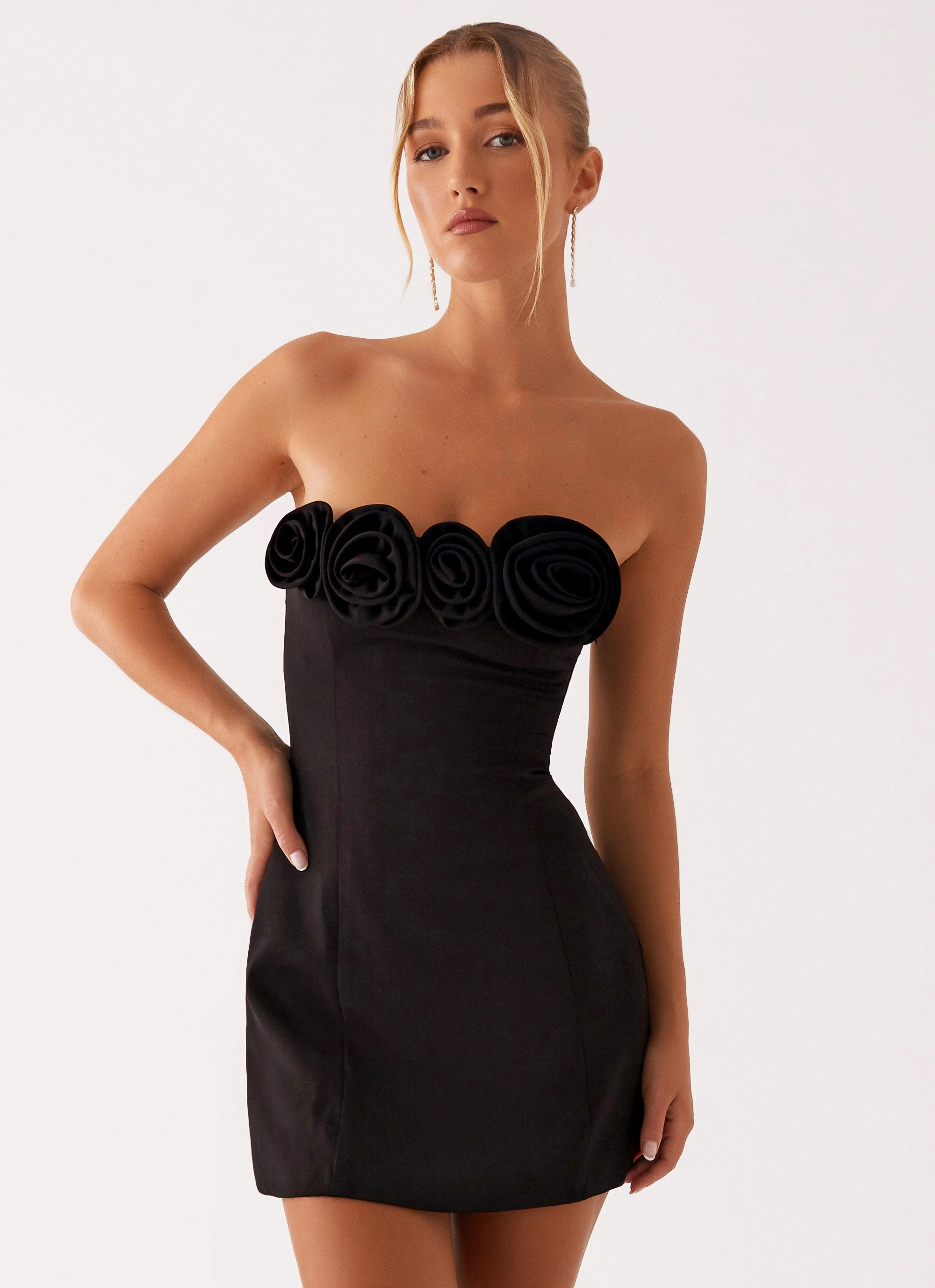 Patsie Strapless Mini Dress - Black Smart Tones City Flow