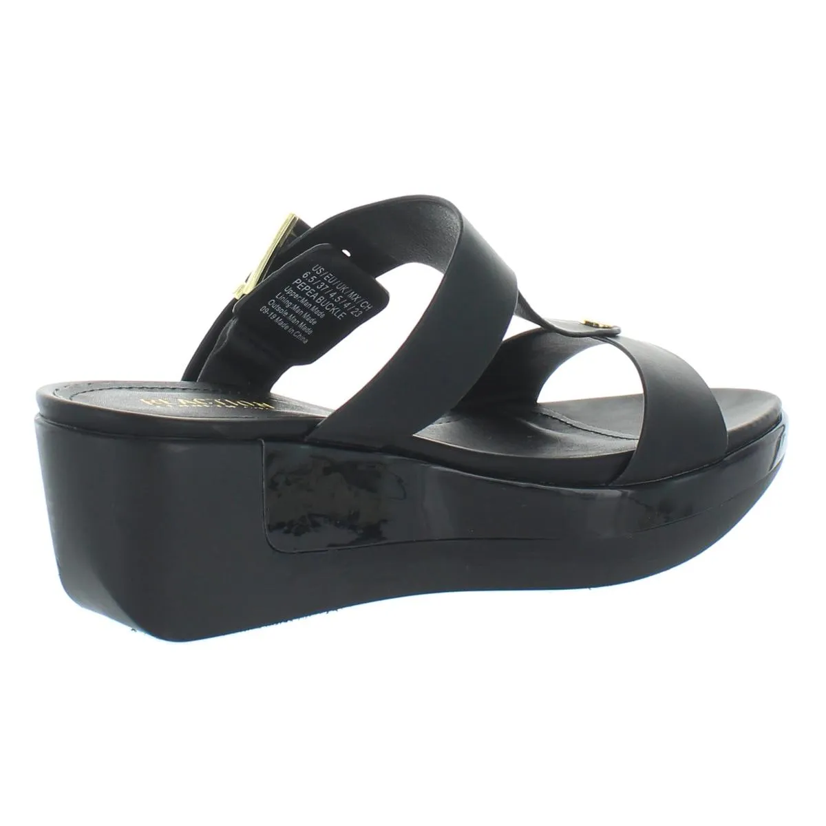 Sandal Care Pepea Buckle Womens Faux Leather Open Toe Wedge Sandals