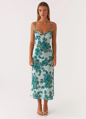 Love Song Midi Dress - Cloud Nine Floral Flattering Silhouette Easy Tones