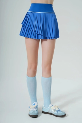 Pleated A Line Skirt - Ultramarine Mood Match Relaxed Vibe