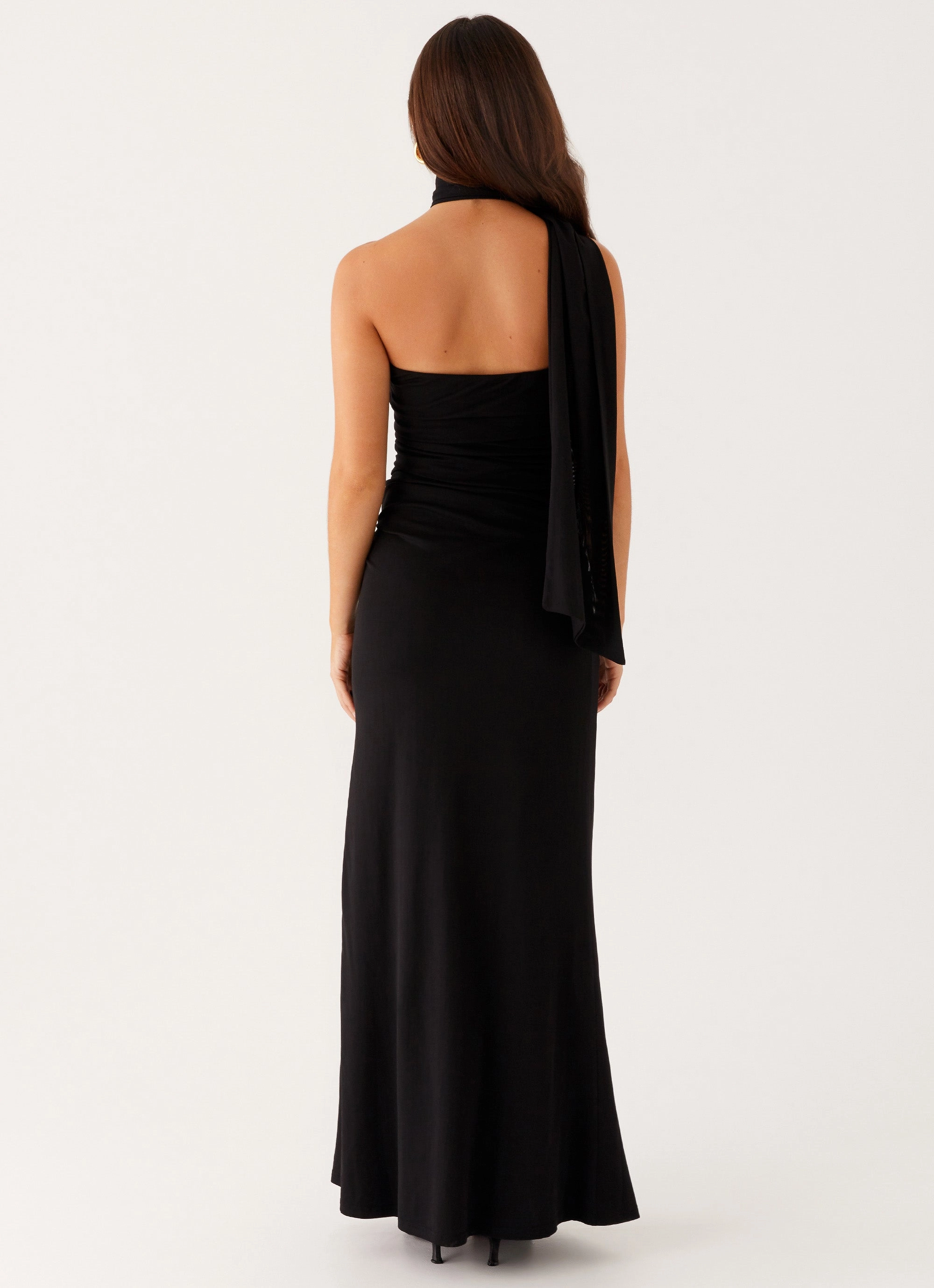 Elegant Waistband Songbird Maxi Dress - Black