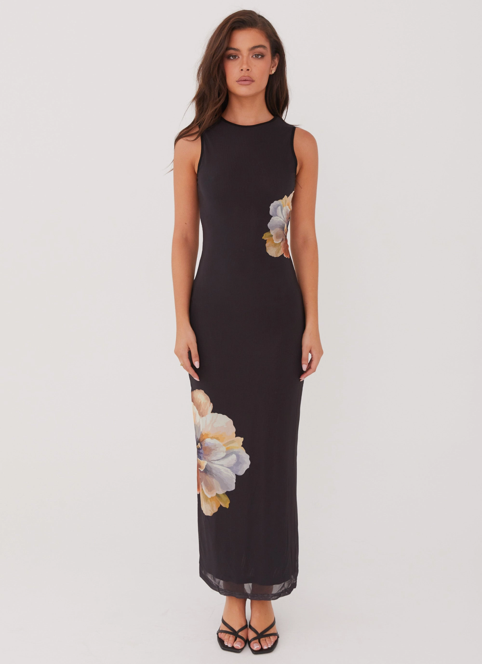 Pure Fabric Side Effects Mesh Maxi Dress - Black Orchid