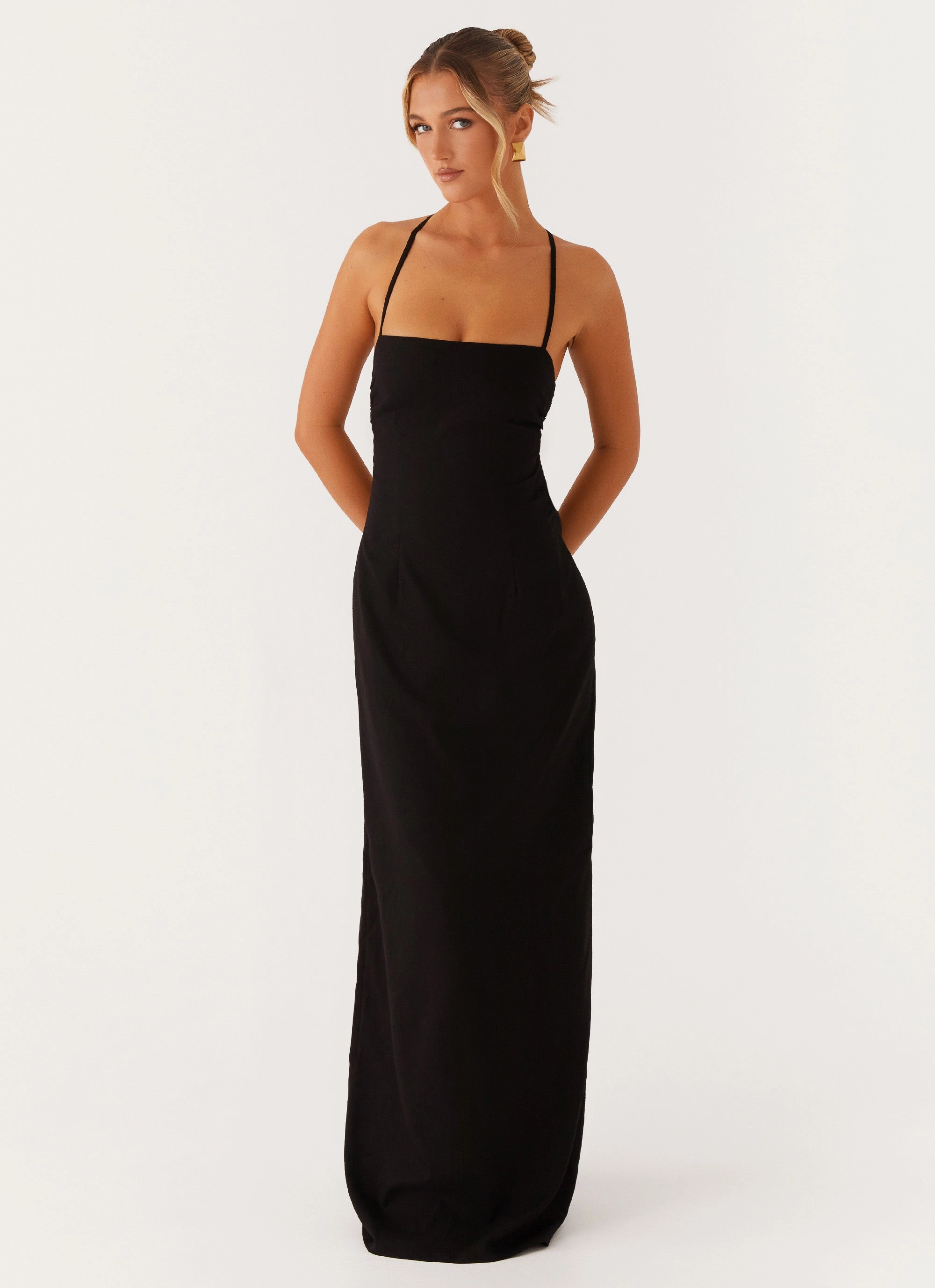 Classic Look Premium Quality Cora Backless Maxi Dress - Black
