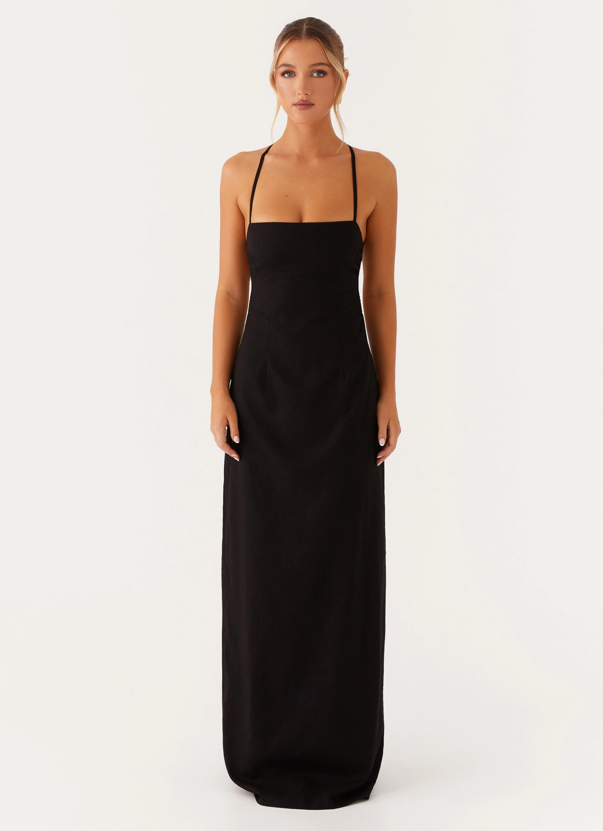Cora Backless Maxi Dress - Black Casual Edge Lightweight Material