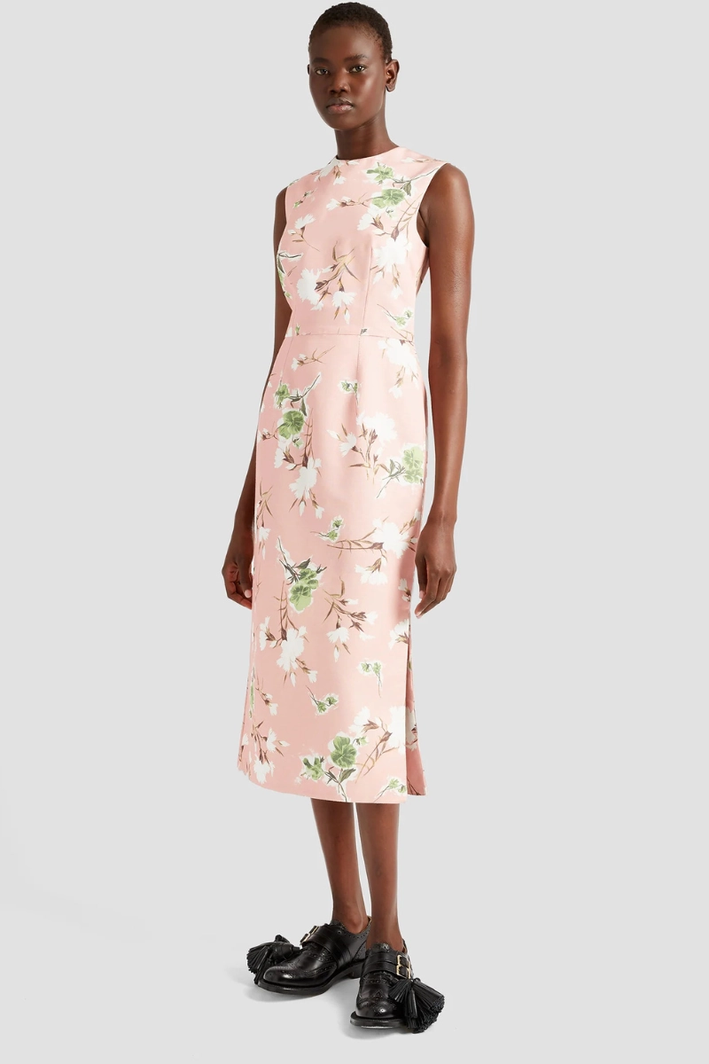 Sleeveless Midi Pencil Dress Balanced Look Sunset Look