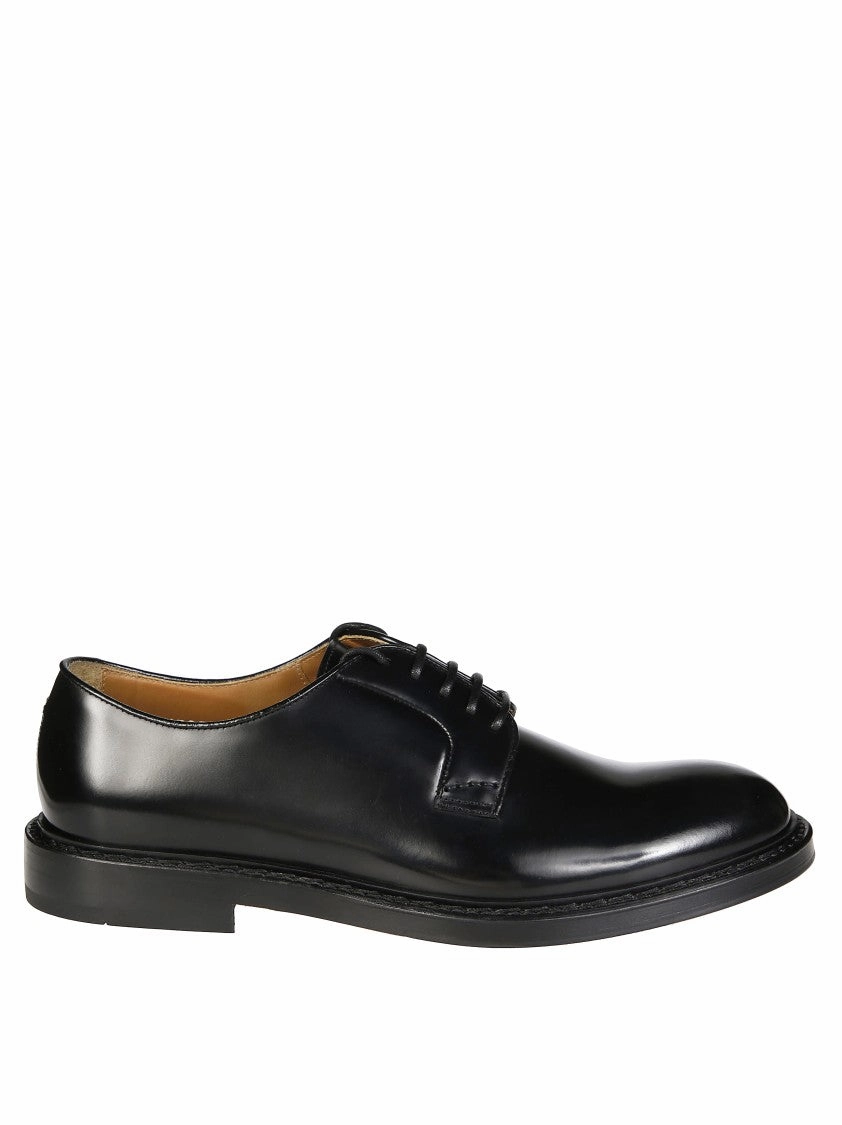 Oxford Style Soft Finish Polished Derby Shoes With Lace-Up Design