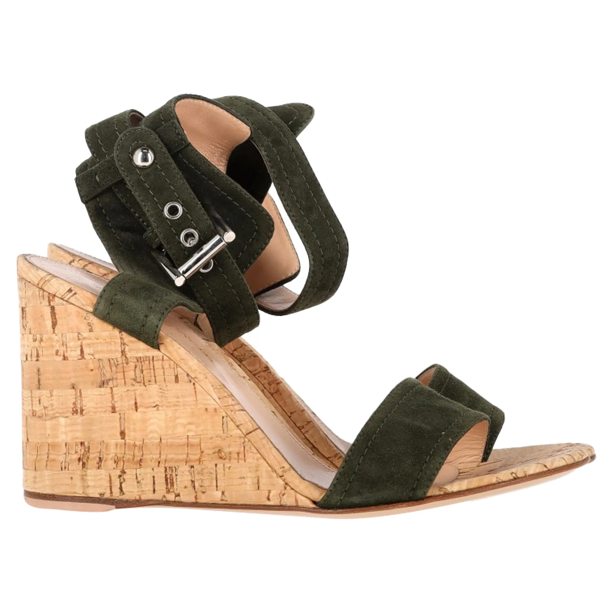 Fast Go Gianvito Rossi Portofino Wedge in Green Suede