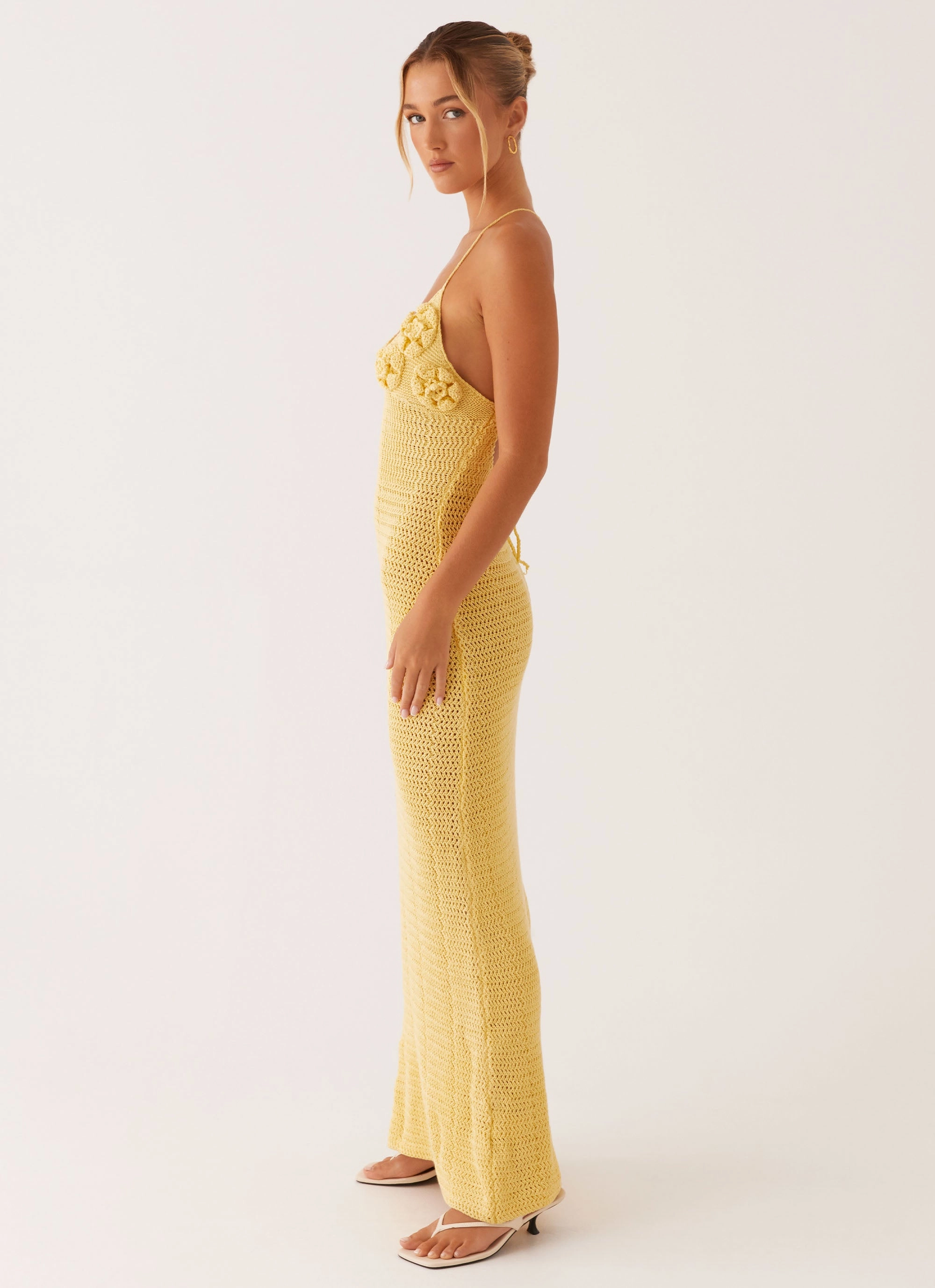 Zara Rose Crochet Maxi Dress - Yellow Relax Motion