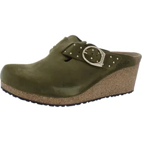 Fanny Ring-Buckle Womens Suede Slip On Clogs Sleek Travel Footwear