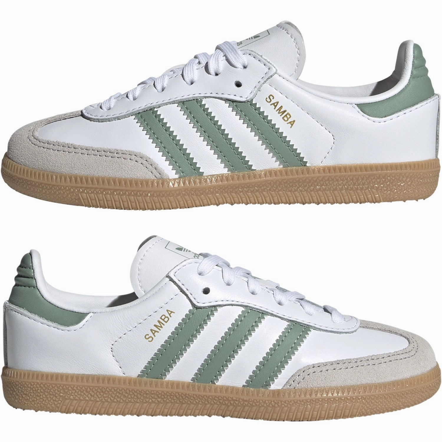 Fashion Appeal One Piece Upper Design adidas Originals Ftwr White/Silver Green/Gum 3 Samba Og C Sneakers