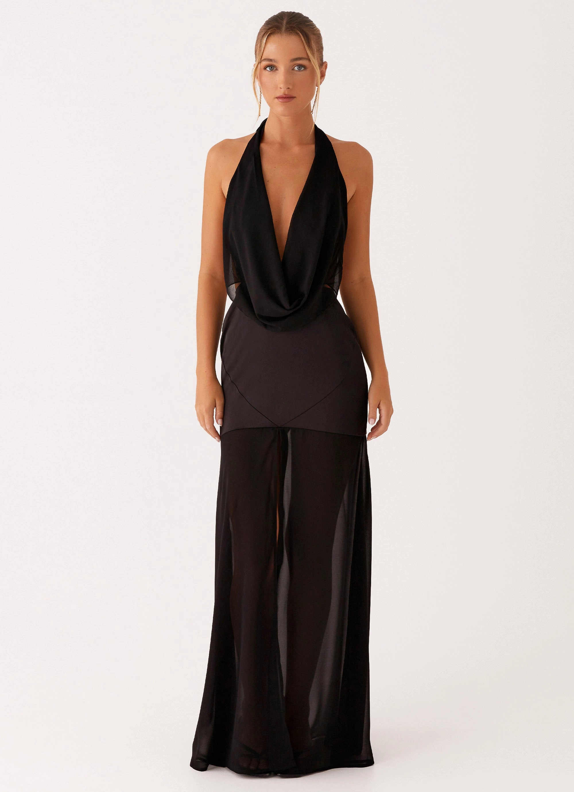 Fenella Maxi Dress - Black Crisp Texture