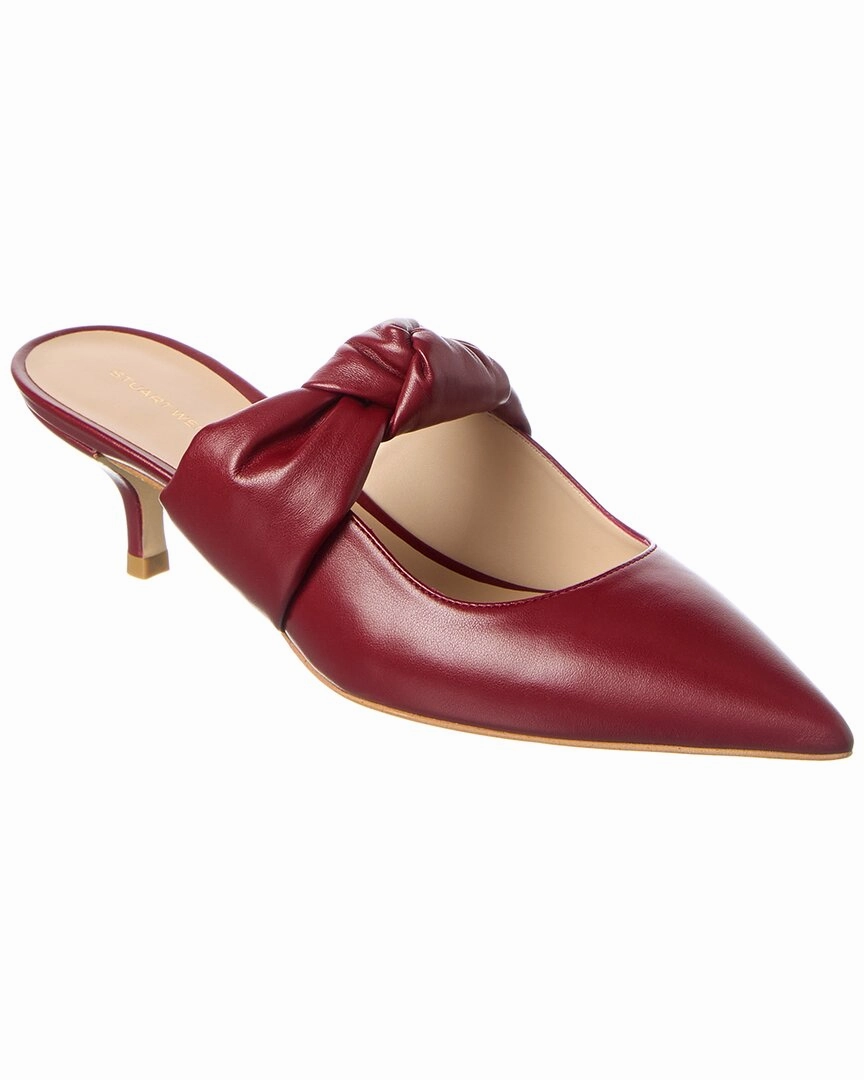 Stuart Weitzman Solange Leather Mule Ultra Soft Padding Toe Thong