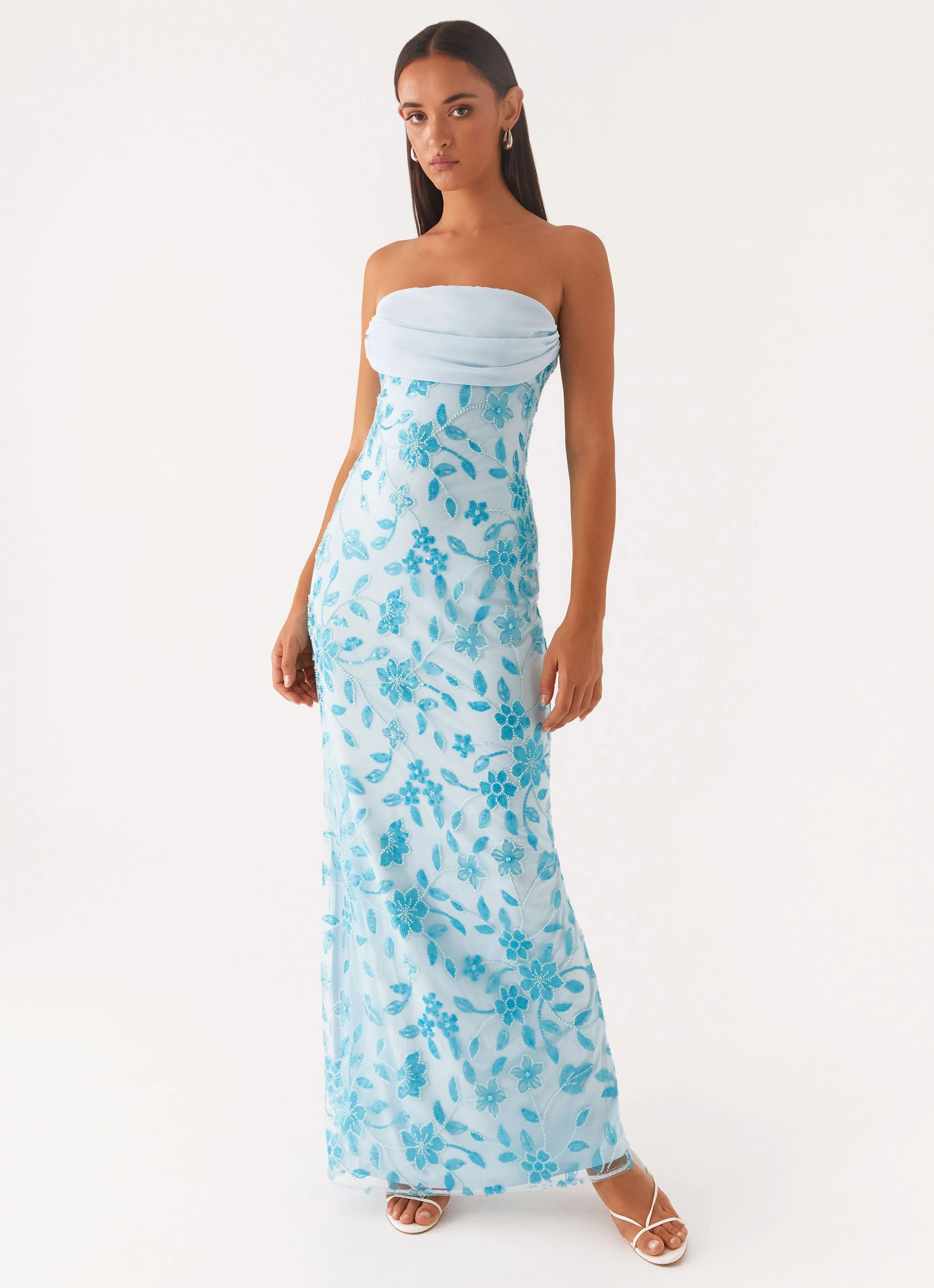 Prism Beaded Maxi Dress - Blue Light and Comfortable Wear Casual and Smart