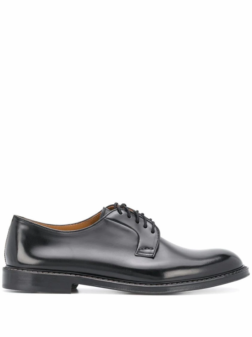 Classic Polished Leather Derby Shoes Understated Edge Chamber Concert