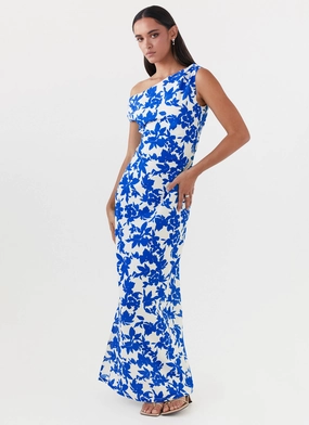 Bold Look Pyper Off Shoulder Maxi Dress - Blue Floral