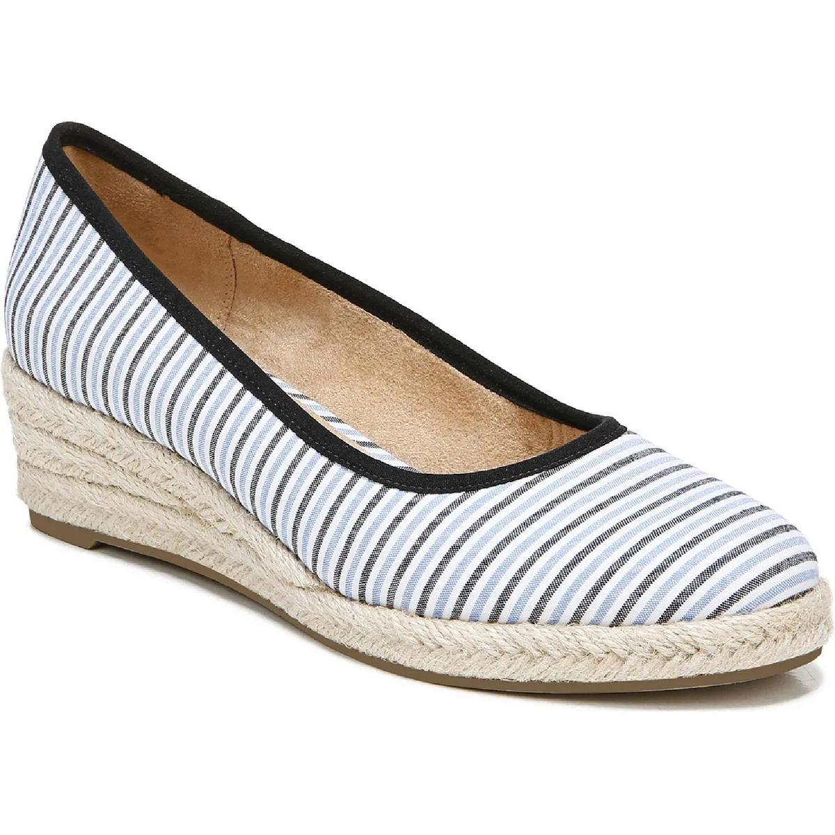 Seamless construction Compression Molded Base Womens Striped Espadrille Wedge Heels