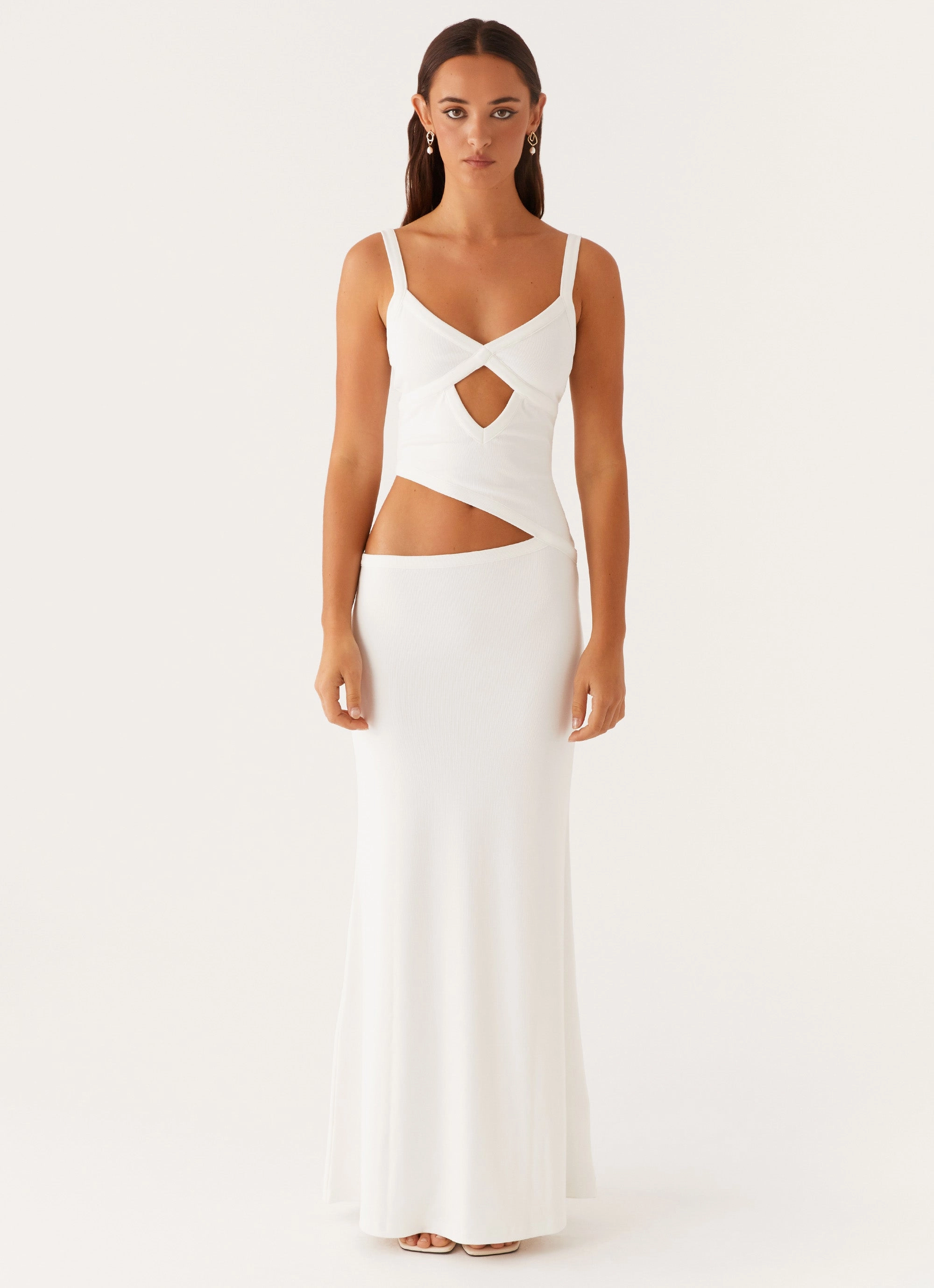 Jocelyn Maxi Dress - White Cool Simplicity Simple Bow