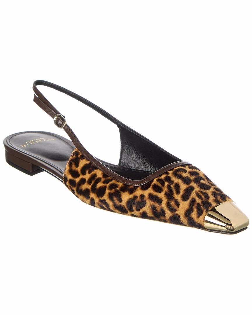 Alexandre Birman Olivia Haircalf & Leather Slingback Flat Durable Rubber Outsole