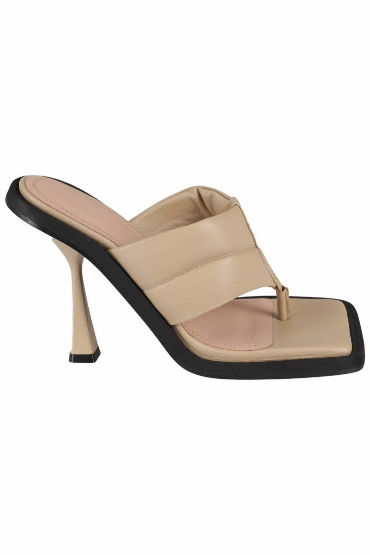 Comfy And Trendy Stretchable Square Toe Padded Thong Leather Mules