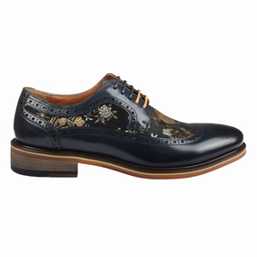 Ross Floral Print Leather Brogue Shoes Non Slip Traction Grip Classic Edge