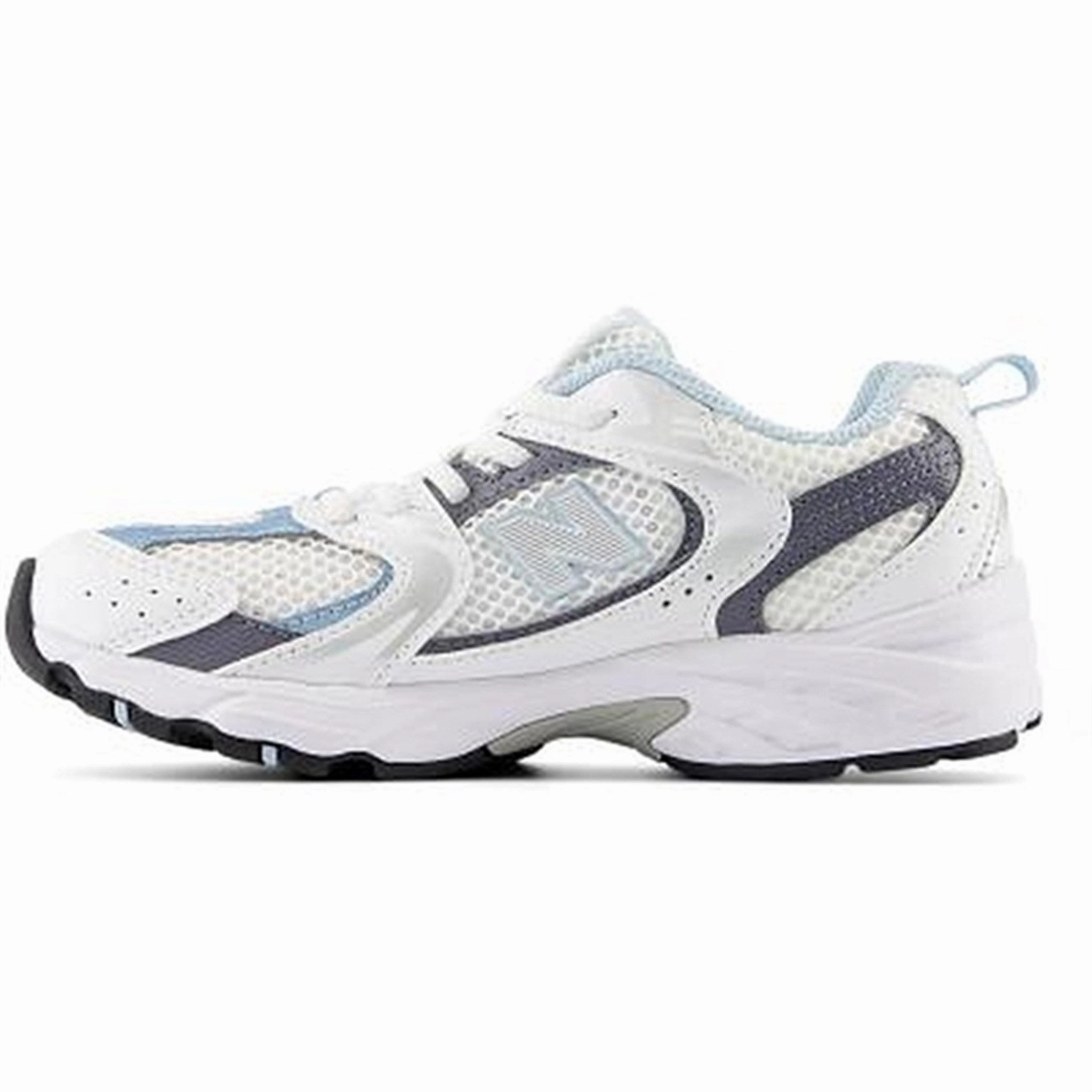 Perforated Vamp Cushioned Footbed New Balance 530 Kids Bungee Lace Sneakers White