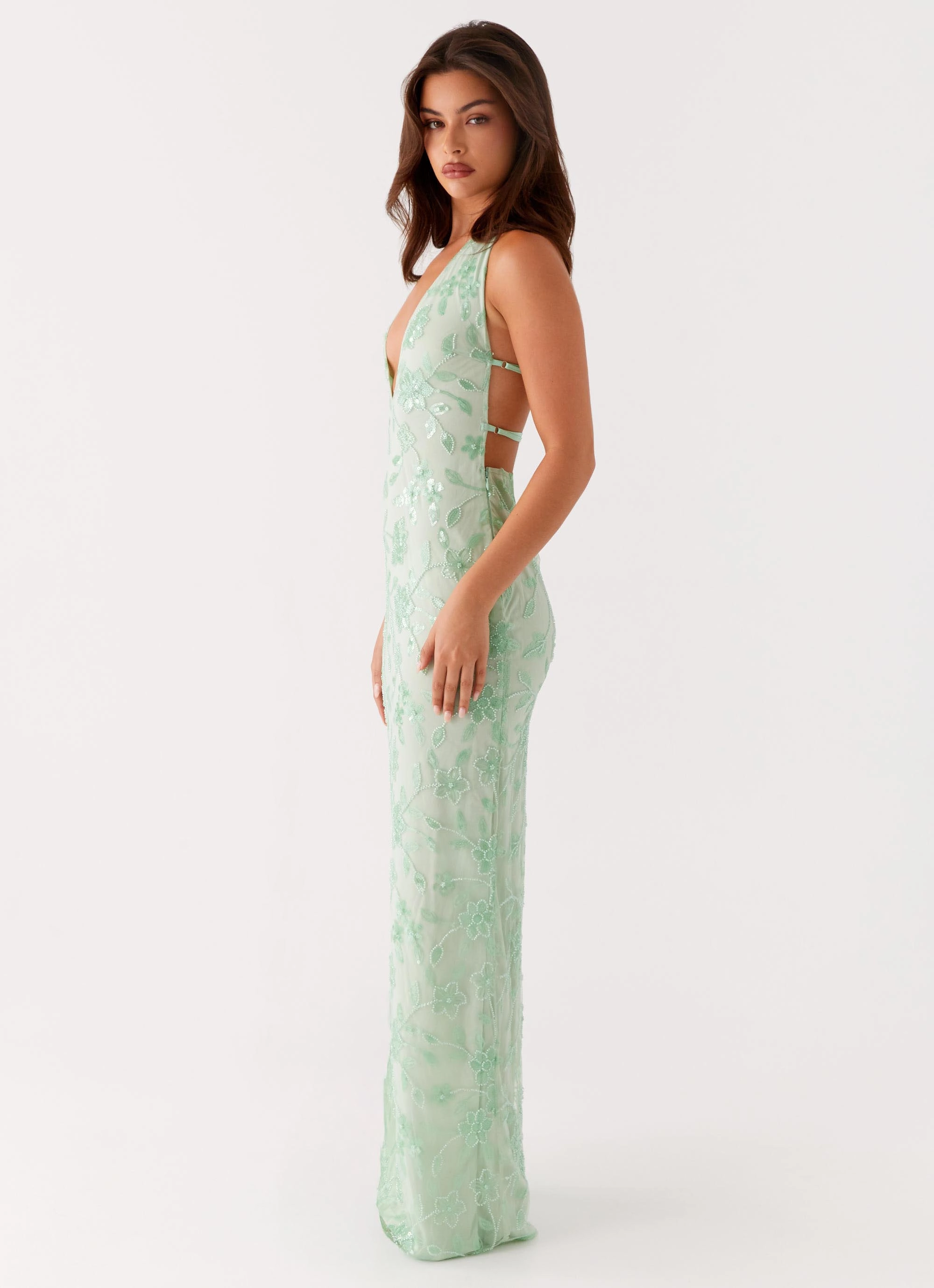 Cool Fabric Cydney Beaded Maxi Dress - Sage
