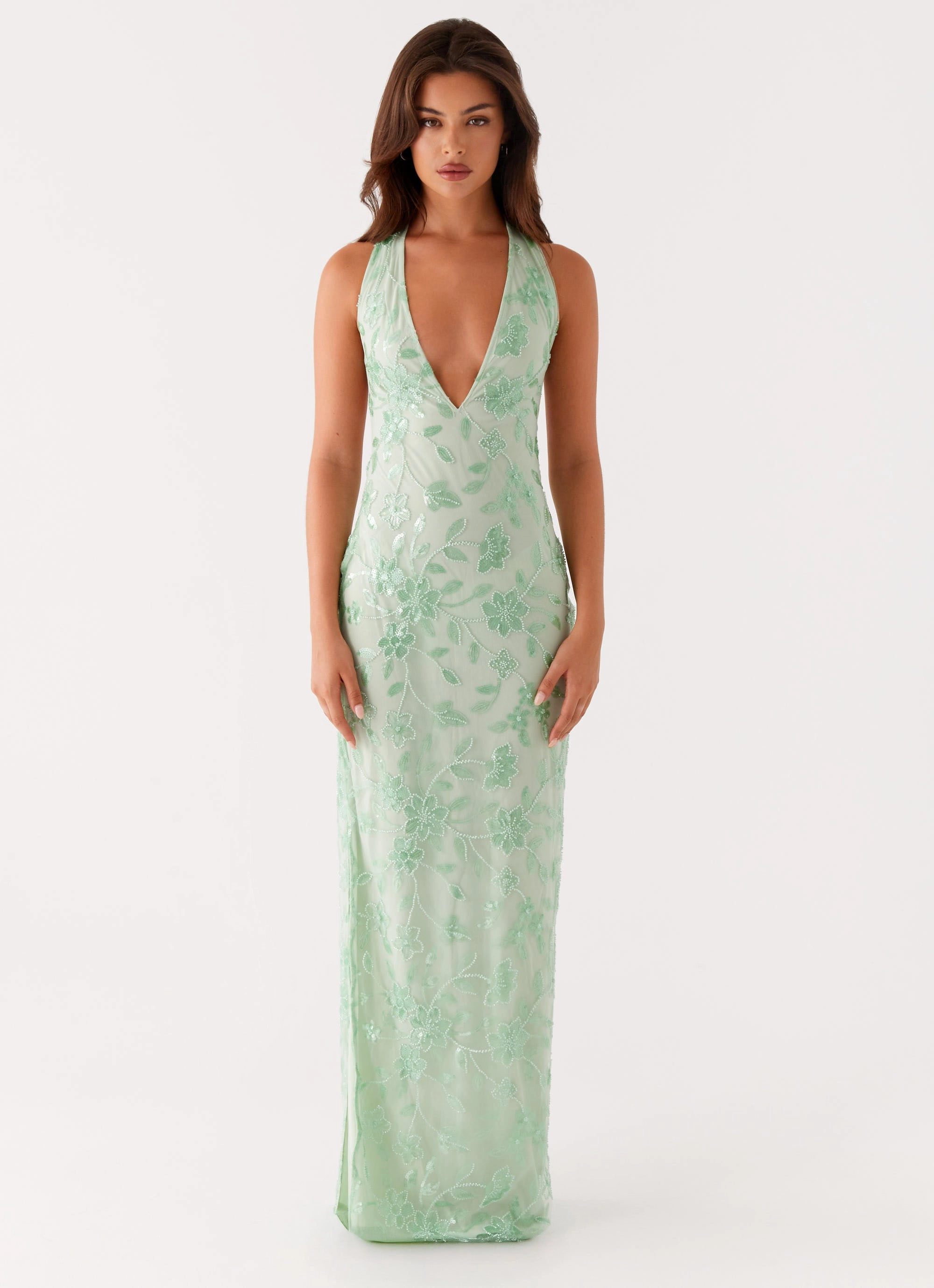 Cydney Beaded Maxi Dress - Sage Korean Mood