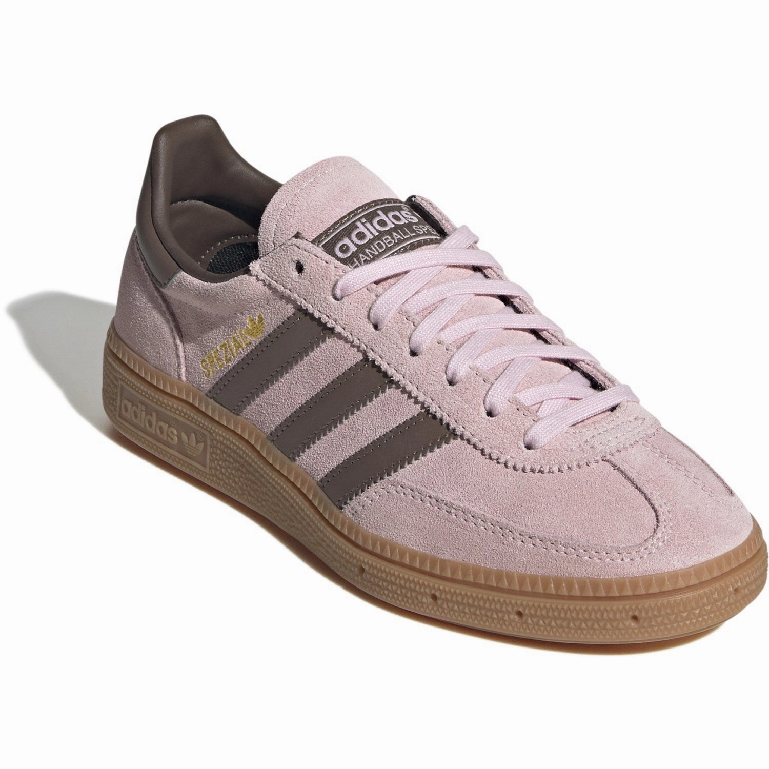 adidas Originals Clear Pink/Earth Strata/Gum 3 Handball Spezial J Sneakers Rollbar Stability Controls Canvas Material