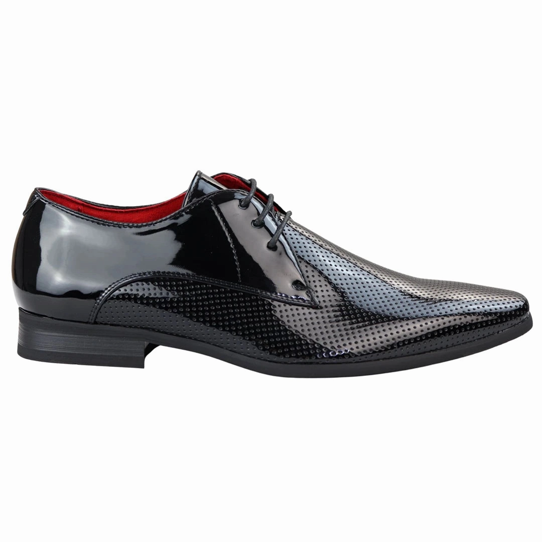 Shiny Shoes Smart Formal Perforated Pointed Laced Tailored Fit Sport Mode