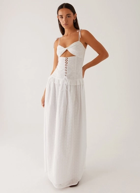 Reveria Twist Maxi Dress - Ivory Refined Form Chic Comfort