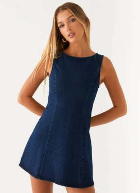 Rochelle Denim Mini Dress - Blue Mid Season