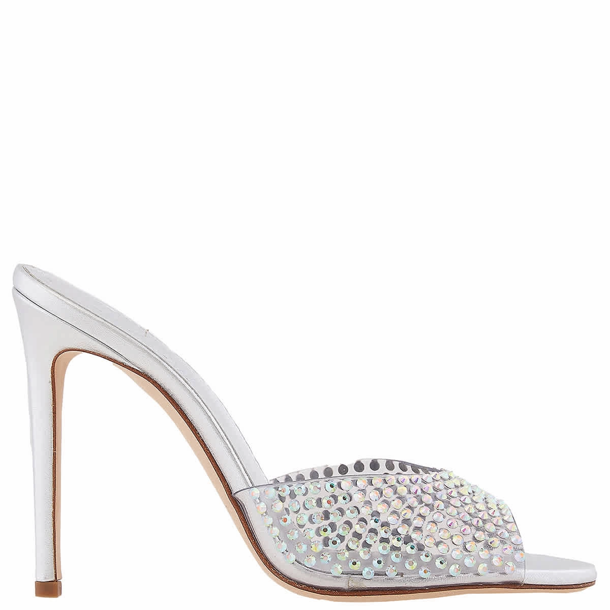 Urban Style Paris Texas Ladies Iridescent Crystal Holly PVC Stiletto Mules