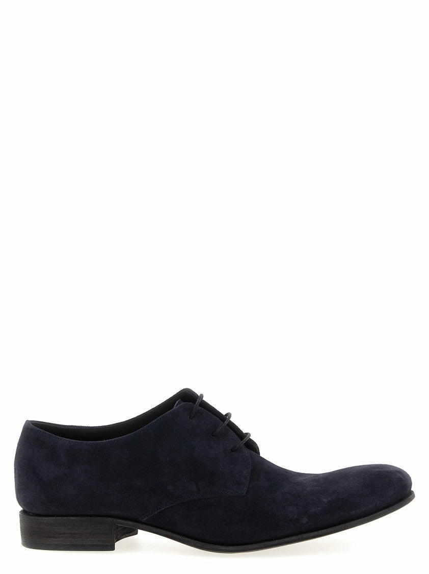 Rounded Toe Suede Lace Up Shoes Skill Work