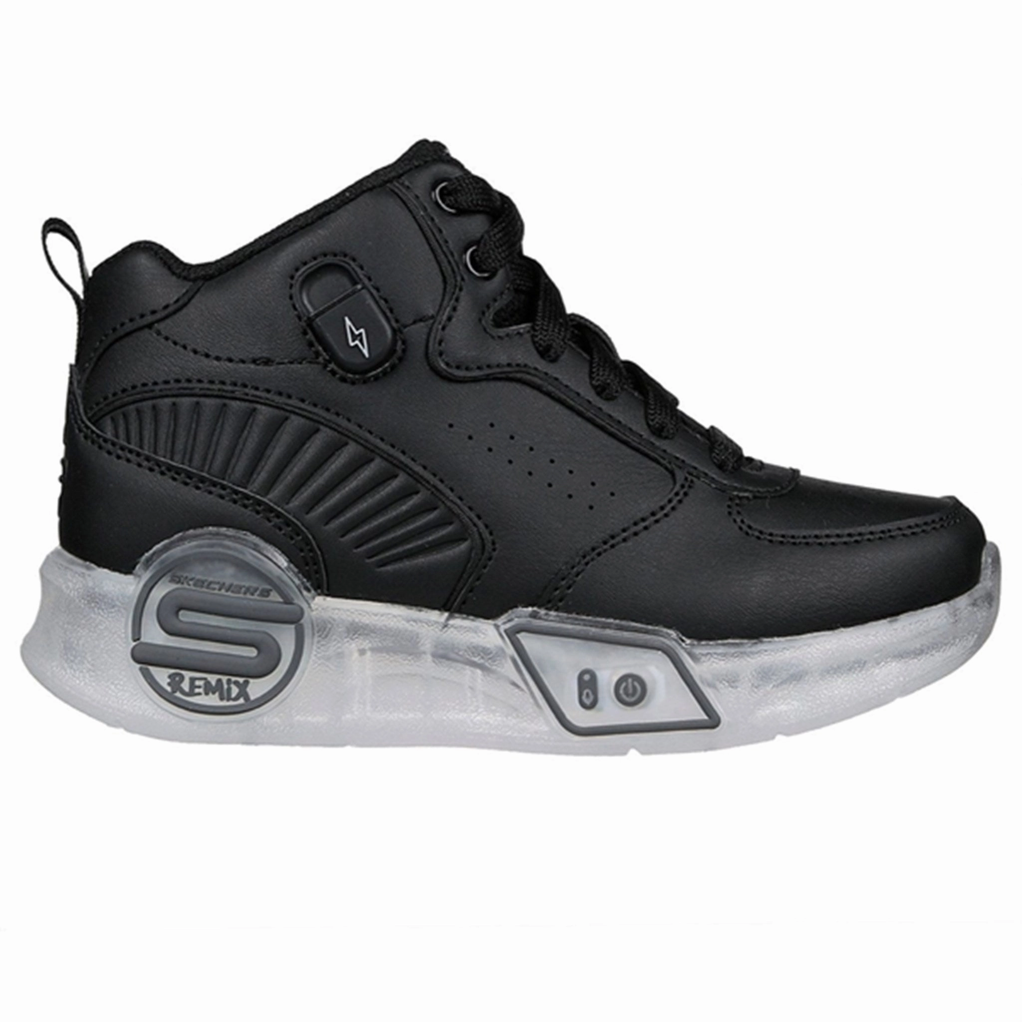 Skechers S-Lights Remix Black Slip Resistant Mobility Focused