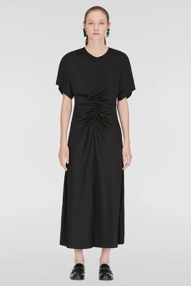 Work Look Ruched Satin Dress