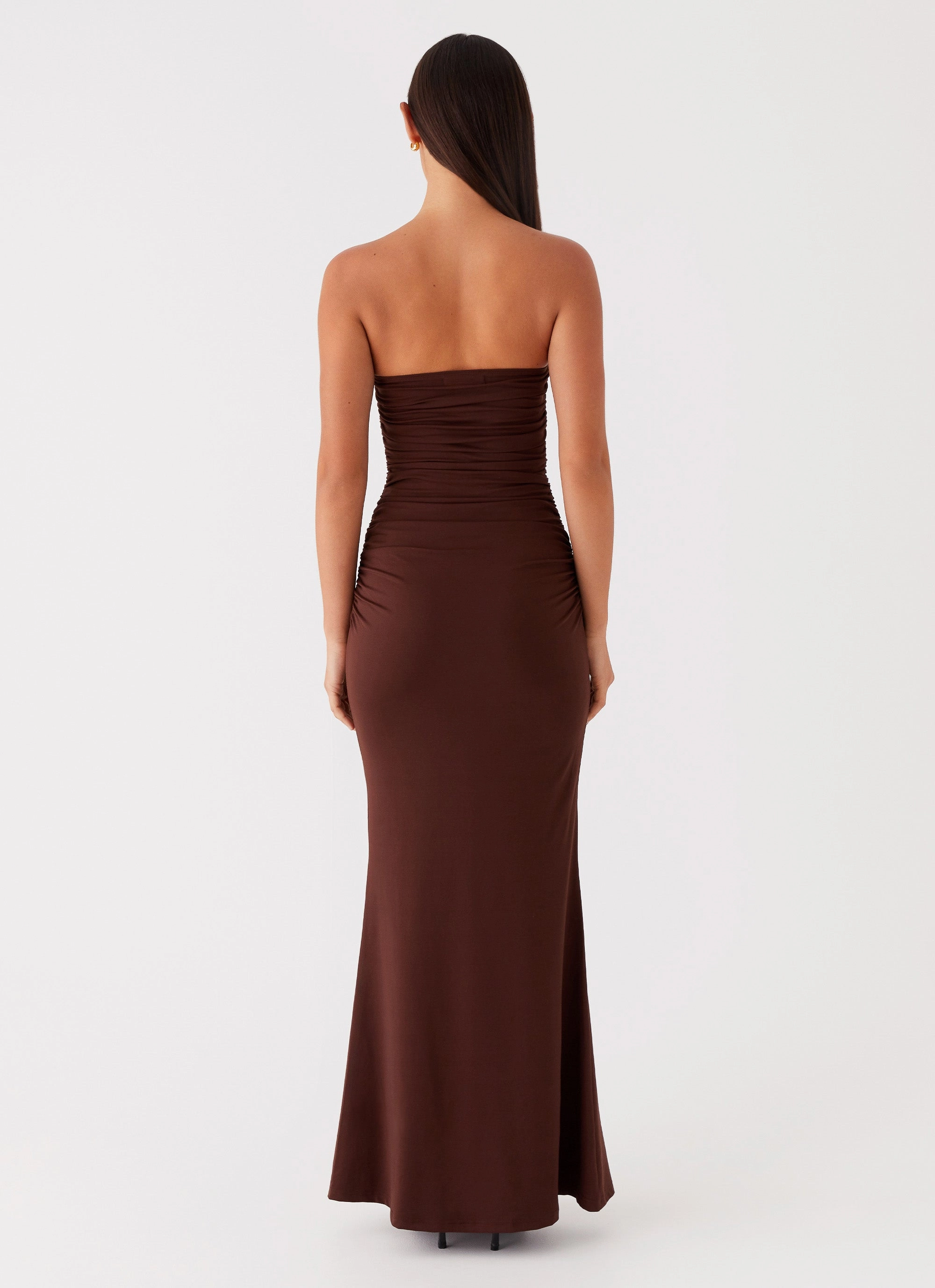 Cold-Shoulder Padded-Bust Rudy Maxi Dress - Brown
