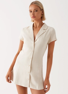 loose silhouette Russo Linen Mini Dress - Oatmeal