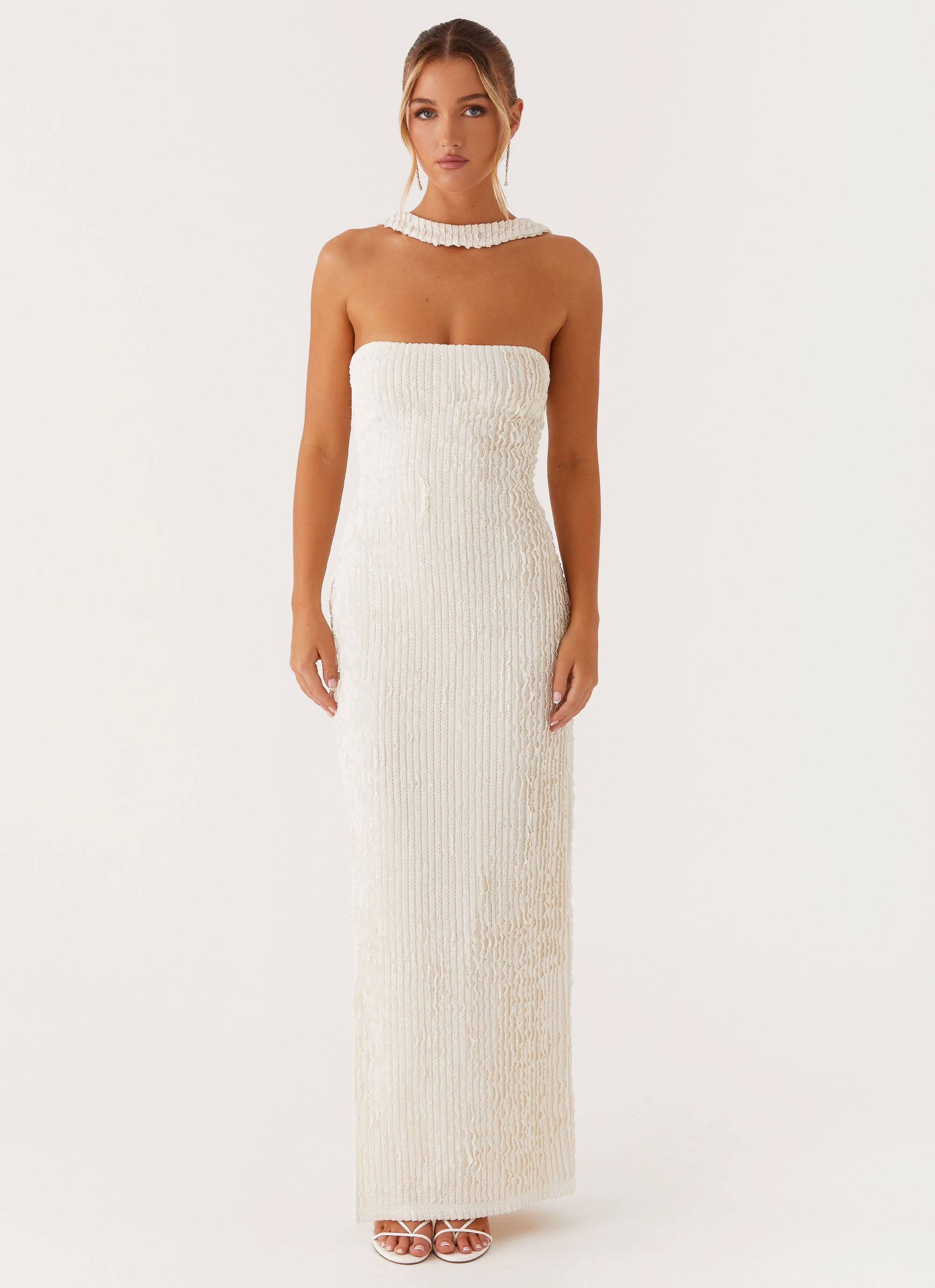 Soft Pleats Versatile Edge Sadie Maxi Dress - Ivory
