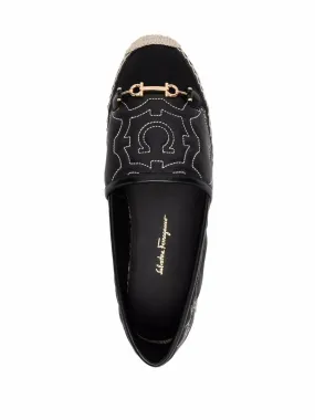 Ferragamo Gancini Logo-Embroidered Espadrilles Elastic Strap Arch support feature
