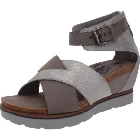 Anti Slip Relaxed Footwear for Summer Teamwork Womens Leather Metallic Wedge Sandals