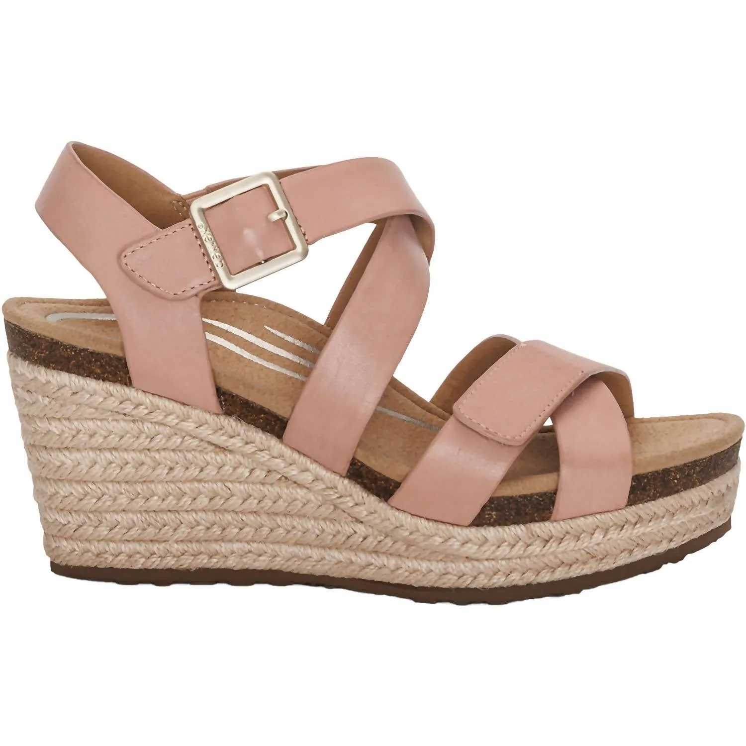 Women's Anna Wedge Sandals In Rose Leather Ventilation System
