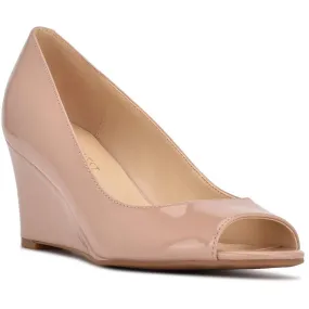 Canise 3 Womens Patent Peep Toe Wedge Heels Durable Rubber