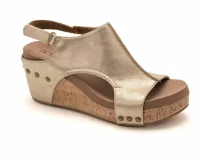Women's Carley Wedge Sandal In Antique Gold Walking Fit